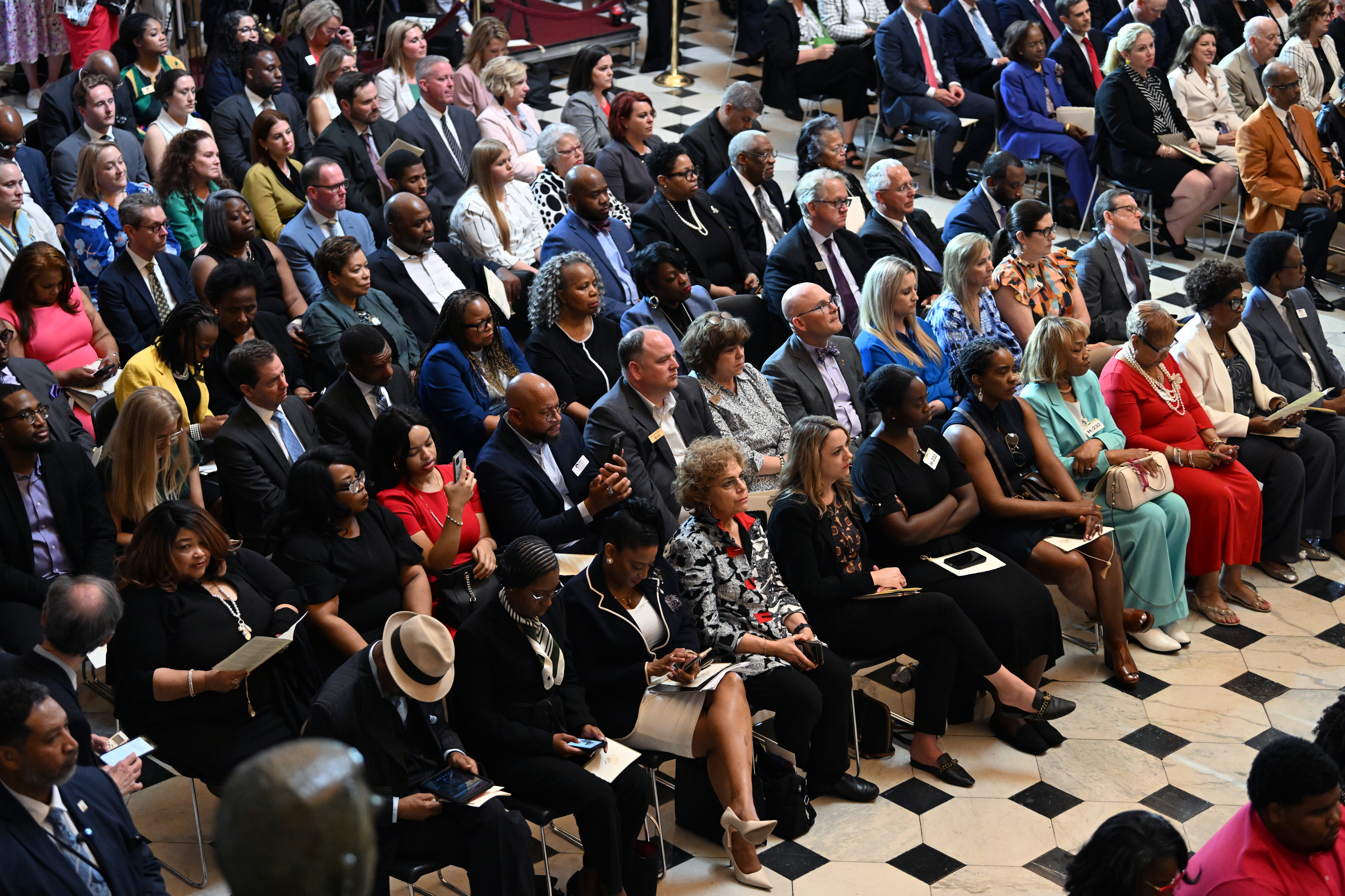Guests and dignitaries attend the unveiling ceremony for the Daisy Lee Gaston Bates statue at the National Statuary Hall, Washington D.C. 
