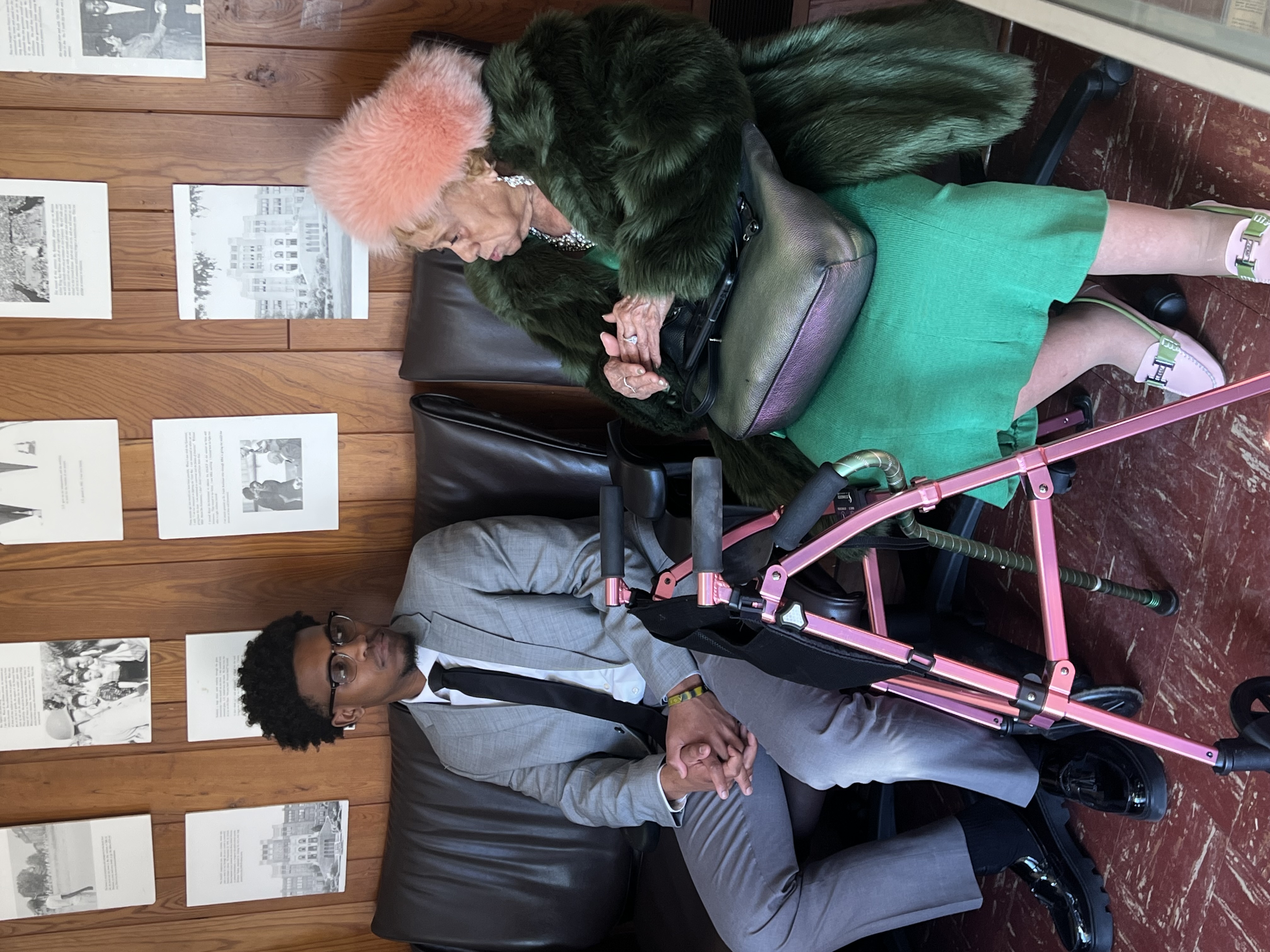 A University of Arkansas at Pine Bluff student engages in a discussion with Dr. Mary Williams at the L.C. and Daisy Bates House Museum.