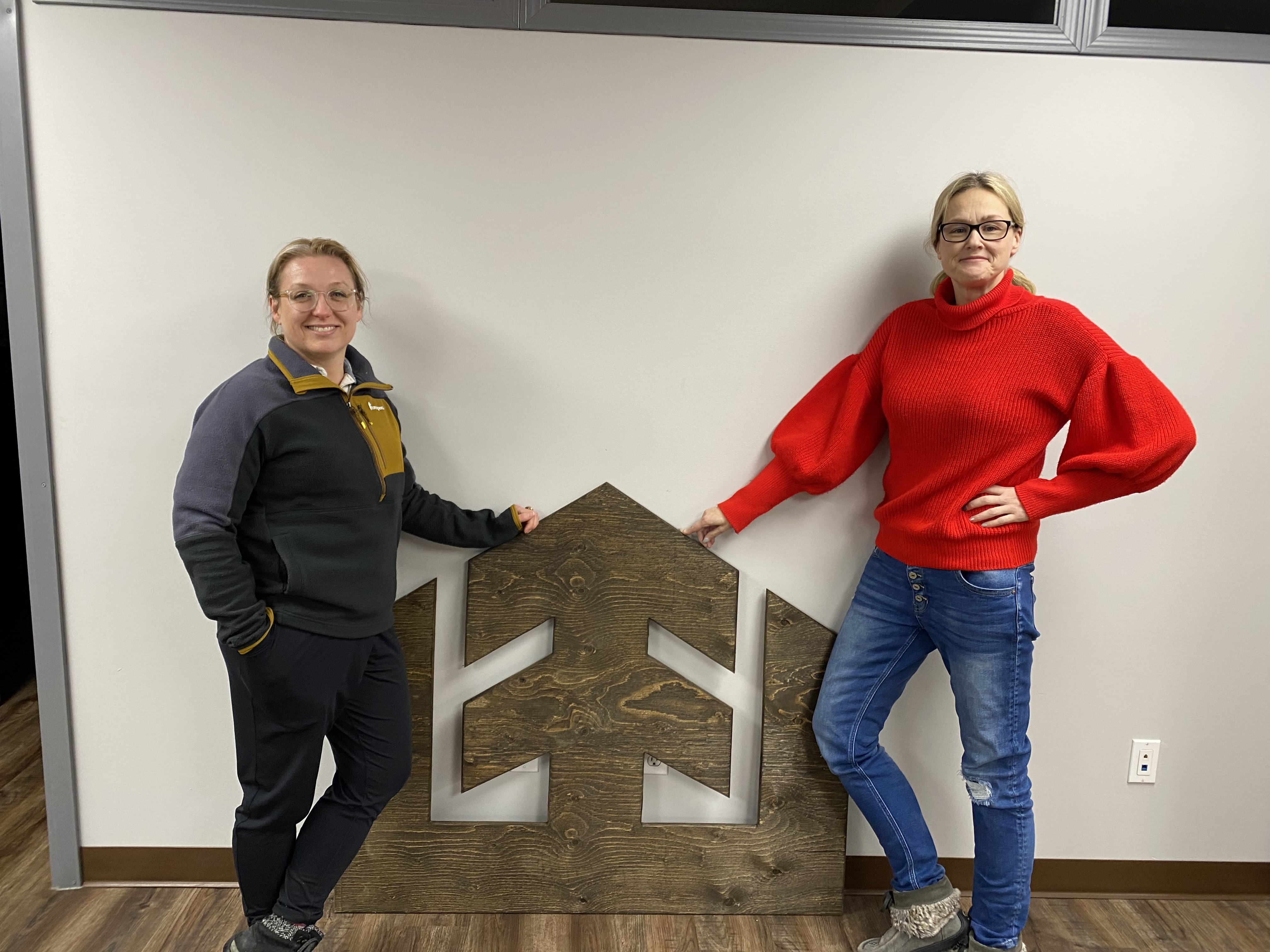 Shannon Fehr and Tracey Courser participate in the Women in Wood group.