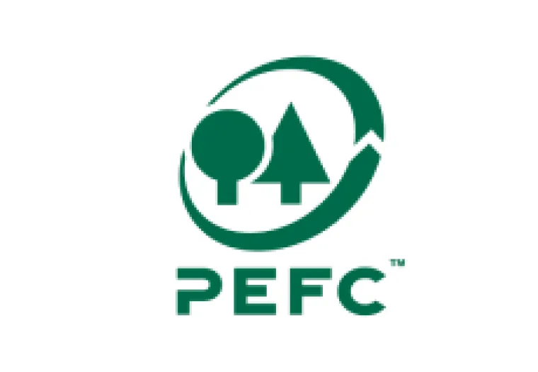The PEFC logo showing a circle with a tree and a pine symbol above the letters "PEFC" in green.