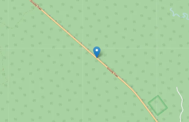 Map showing a pin dropped on County Farm Road, surrounded by forested area with minimal nearby roads or landmarks visible.