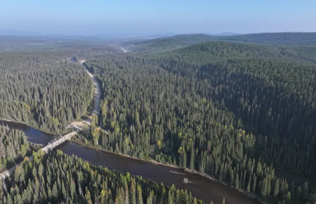 The Pembina Forks Campground is located on the far side of the river, with its main entrance being just before you cross the bridge and right of the highway.
